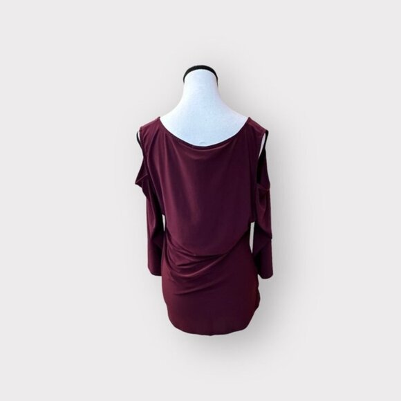 NWOT Women’s Torrid Wine Faux Wrap Open Shoulder Surplice Top 1 1X 1XL - Picture 7 of 9